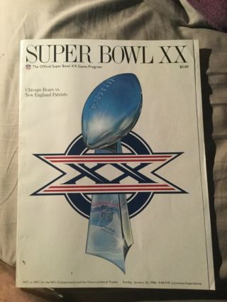 Bowl Xx Official Game Program - 1985 Chicago Bears Vs England Patriots