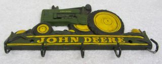 Vtg John Deere Tractor Key Holder Cast Iron Wall Hanging Rack Sign Model A B 60