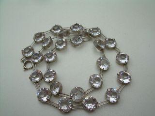 Antique Art Deco Silver Old Cut Paste Sparkly Necklace 16 Inches.