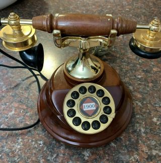 Vintage Antique Retro Rotary Dialing Desk Wood Telephone - Good Conditions