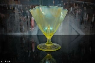 Antique Art Nouveau Vaseline Glass Tulip Compote John Walsh Walsh James Powell