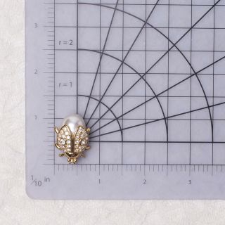 Vintage Miniature Napier Ladybug Faux Pearl Rhinestone Gold Tone Pin Brooch 3