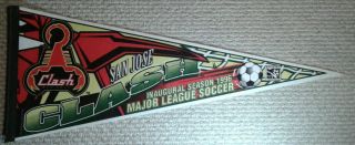 San Jose Clash Full Size Mls Soccer Pennant 1996 Inaugural Season