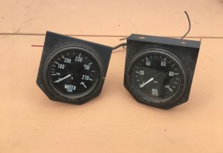 Vintage Water Temp & Oil Pressure Gauges Rat Rod Dodge Plymouth Chevy Ford Buick
