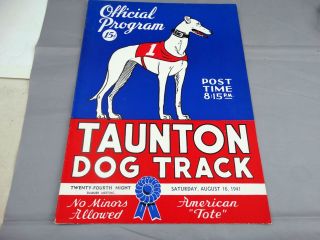 Taunton Greyhound Dog Track Program 1941
