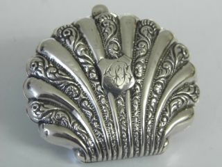Antique Victorian Sterling Silver Clam Shell Shaped Ladies Sovereign Coin Purse