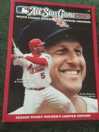 2009 St Louis Cardinals Mlb All - Star Game Official Program - Pujols,  Musial