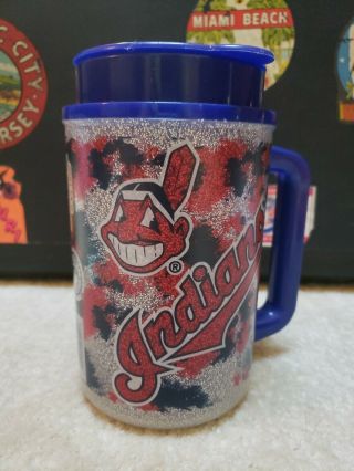 Vintage 1996 Cleveland Indians Chief Wahoo Travel Mug Thermos Hot & Cold