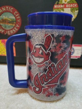 Vintage 1996 Cleveland Indians Chief Wahoo Travel Mug Thermos Hot & Cold 3