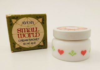 Vintage Avon Small World Cream Sachet With Product & Box Disneyland Mary Blair