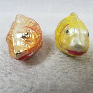 2 Vintage Austrian Glass Christmas Ornaments Red and Yellow Fish 2