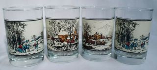 Set Of 4 Vintage 1981 Currier And Ives Drinking Glasses From Arby 