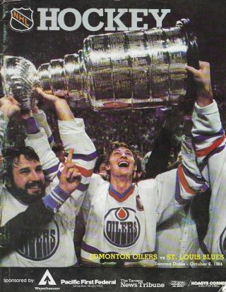 1984 Nhl Hockey Program Edmonton Oilers Vs St.  Louis Blues & Tacoma Dome 10/6/84