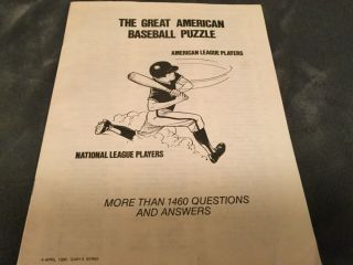 The Great American Baseball Crossword Puzzle WALL - SIZE with questions unmarked 3
