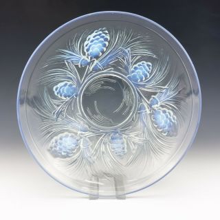 Antique Jobling Opaline Glass - Fir Cone Decorated Bowl - Art Deco