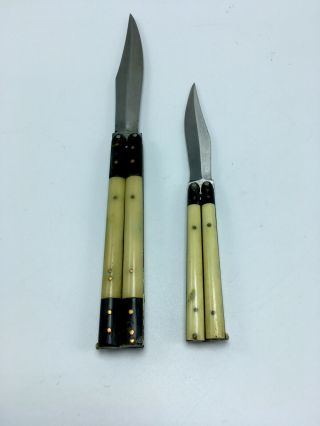 Antique Folding Hunting Knives Brass/bakelite Handles?
