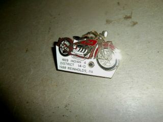 1929 Indian 4 Motorcycle Metal Pin District 14 - D Reinholds Pa 1988 Lions Club