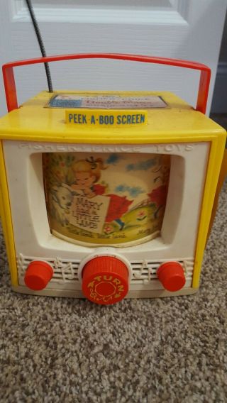 Vintage Fisher Price Tv Music Box Mary Had A Little Lamb Peek A Boo Screen