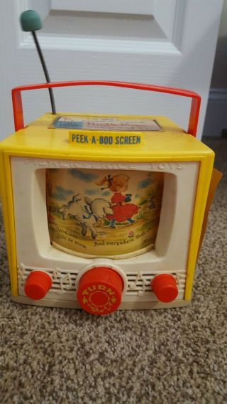 Vintage Fisher Price TV Music Box Mary Had A Little Lamb Peek A Boo Screen 3