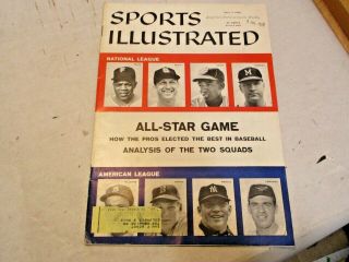July 7,  1958 Sports Illustrated Baseball All Star Game Cover In Good Shape - Nr