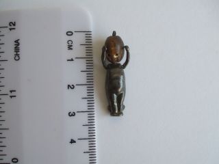 Antique W.  W.  1 Silver & Wood Fums Up Good Luck Charm.