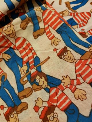 Vintage Where’s Waldo Twin Sheet Set Pillowcase Fitted & Flat Sheets Twin Size 2