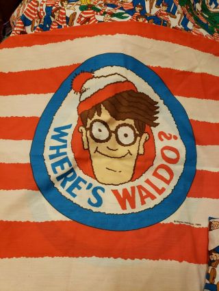 Vintage Where’s Waldo Twin Sheet Set Pillowcase Fitted & Flat Sheets Twin Size 3
