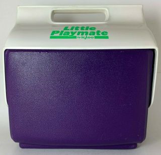 PURPLE Vintage Igloo Little Playmate Ice Chest With Bright Green Logos - RETRO 2