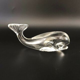 Vintage Fenton Crystal Clear Art Glass Whale Figurine Paperweight 5 "