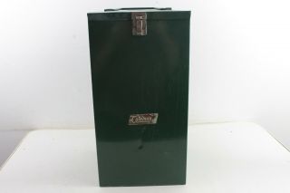 Vintage Coleman Lantern Green Metal Carrying Case Camping Storage Case 2