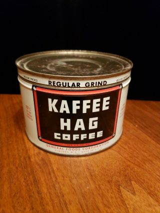 Vintage Kaffee Hag Coffee Tin 1 Pound W/ Key Caffine Coffee