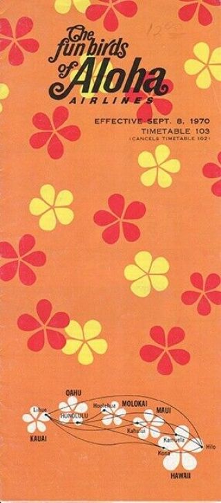 Aloha Airlines Timetable 1970/09/08