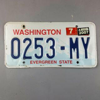 Washington State 1998 To 2009 License Plate 0253 - My Evergreen State 2007 Tab