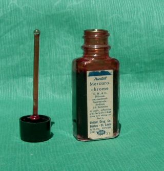Vintage Puretest Mercurochrome Bottle Glass Dauber 80 Full Rexall United Drug