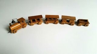 Vintage Wooden 5 Piece Train Set Loquia Holzkunst W Germany