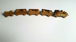 Vintage Wooden 5 Piece Train Set Loquia Holzkunst W Germany 2