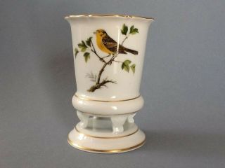Vintage Kaiser Footed Vase With Birds And Gold Trim Design/ West Germany