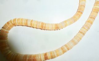 Gold Colored Navajo Vtg Graduated Sized Heishi Shell Coral Strand Beads Unisex