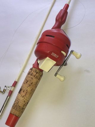 Early Zebco Little red rod and reel combo 2