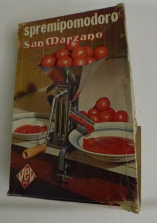 Vintage Vev Inox Spremipomodoro San Marzano Gigante Italy Tomato Press Box Compl