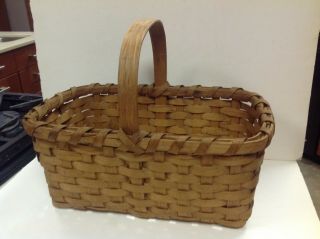 Vintage Hand Woven Wicker Market Hand Basket With Handle 12 " X 7 " X 5 "