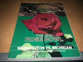 1981 Rose Bowl College Football Program Washington Vs.  Michigan