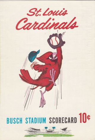 Rm: 1962 St.  Louis Cardinals Baseball Scorecard Game 53 Vs Phillies - Unscored