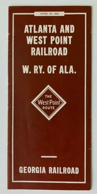 Vintage 1963 Atlanta & West Point Railroad Georgia Rr Timetable West Point Route