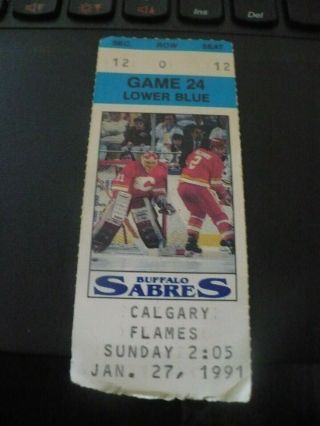1/27/91 Buffalo Sabres Vs Calgary Flames Vtg.  Ticket Stub - The Aud
