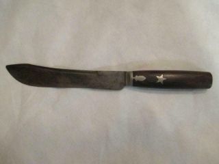 11 1/2 " Antique Pewter Inlay Fur Trade Butcher Knife Star & Acorn