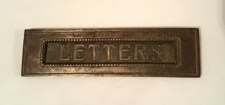 Bronze - Tone Cast Metal Letters Mail Slot For Door Vintage
