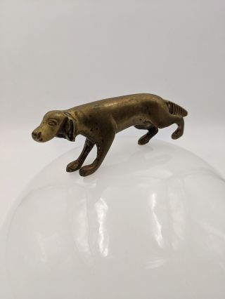 Vintage Small Brass Hunting Dog Pointer Sculpture Figurine Paperweight 4 " Long