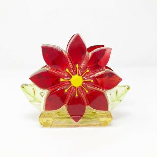 Vintage Lucite / Acrylic Red Flower Napkin Holder Mid Century By Missy Crafts