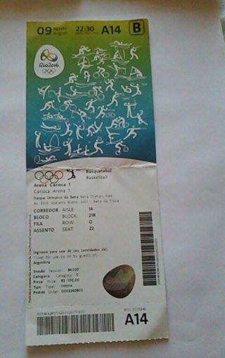 Ticket A 9.  8.  2016 Olympic Games Rio Basketball Men 